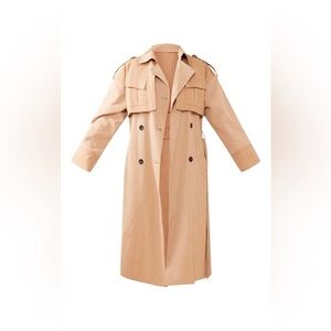 Double Layer Pocket Detail Longline Trench Coat